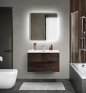 Тумба с раковиной BelBagno MARINO-CER-MINI-800-2C-SO-RNG-P Rovere Nature Grigio для ванной в интернет-магазине Sanbest