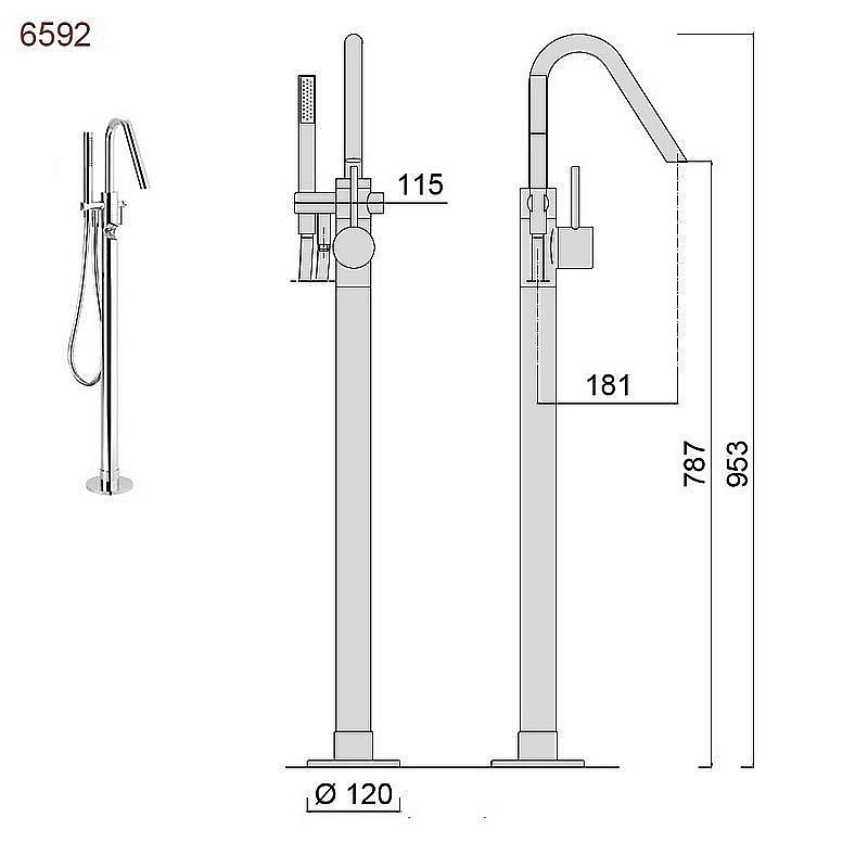 Смеситель для ванны Giulini Futuro 6592 хром купить в интернет-магазине сантехники Sanbest
