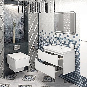 Тумба с раковиной Опадирис Элеганс 80 белая матовая для ванной в интернет-магазине Sanbest