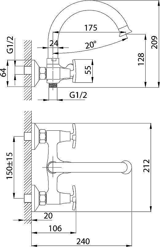 Смеситель для ванны Rossinka RS40-83 купить в интернет-магазине сантехники Sanbest