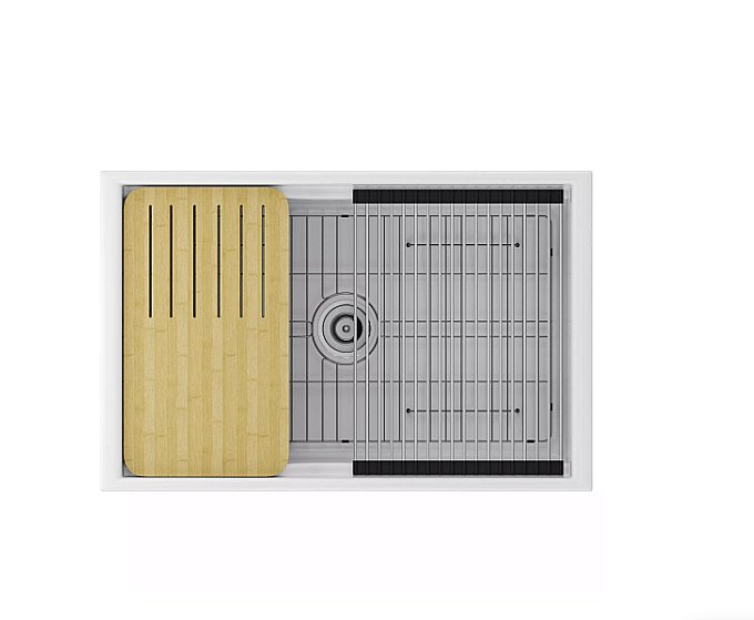 Кухонная мойка Paulmark GLAMP 81 DUO PM028148-WH белая купить в интернет-магазине сантехники Sanbest