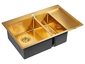 Мойка кухонная Paulmark LIGA PM227851-BG брашированное золото купить в интернет-магазине сантехники Sanbest