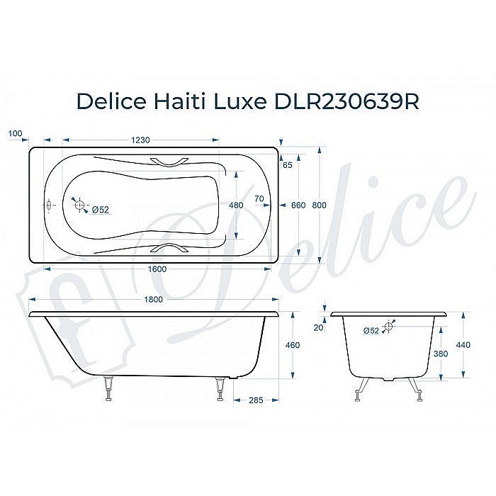 Ванна Delice Haiti Luxe Elite 180х80 DLR230636R 180х80 белая купить в интернет-магазине Sanbest