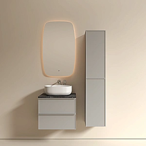 Тумба с раковиной и столешницей Sancos Velta 60 VL60WG+CN6018 теплый серый матовый/раковина белая для ванной в интернет-магазине Sanbest