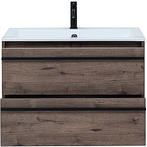 Тумба с раковиной Aquanet Lino 80 Дуб Веллингтон для ванной в интернет-магазине Sanbest