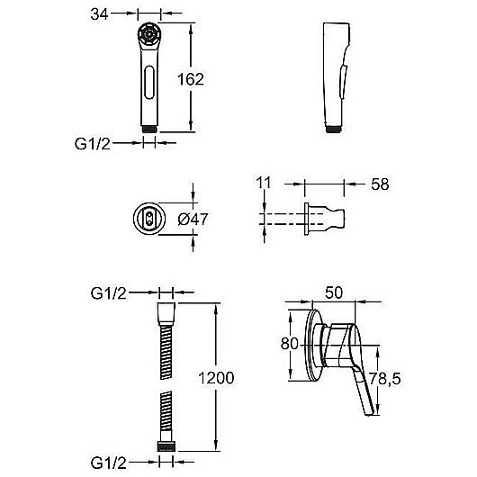 Гигиенический душ Jacob Delafon Elate E24610-BL черный матовый купить в интернет-магазине сантехники Sanbest
