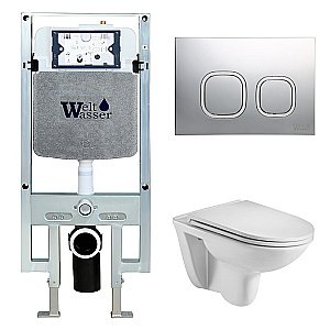 Унитаз с инсталляцией WeltWasser AMBERG 497 ST + BAARBACH 004 GL-WT + AMBERG RD-MT CR купить в интернет-магазине Sanbest