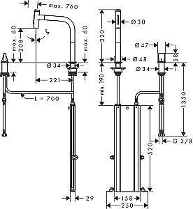 Смеситель для кухни Hansgrohe Metris Select M71 200 73818800 купить в интернет-магазине сантехники Sanbest