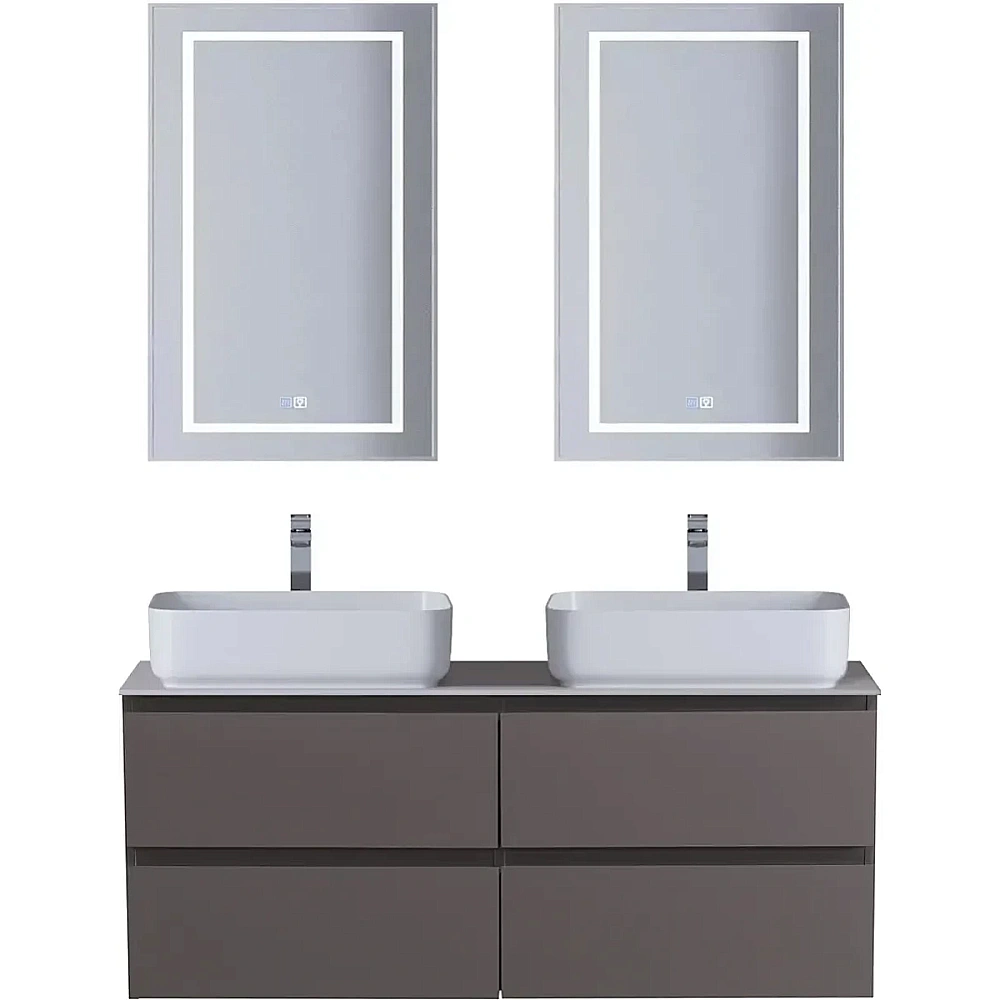 Тумба с раковиной и столещницей BelBagno 120 KRAFT-1200-4C-SO-GSO+KEP-120-2-CEM темно-серая матовая для ванной в интернет-магазине Sanbest
