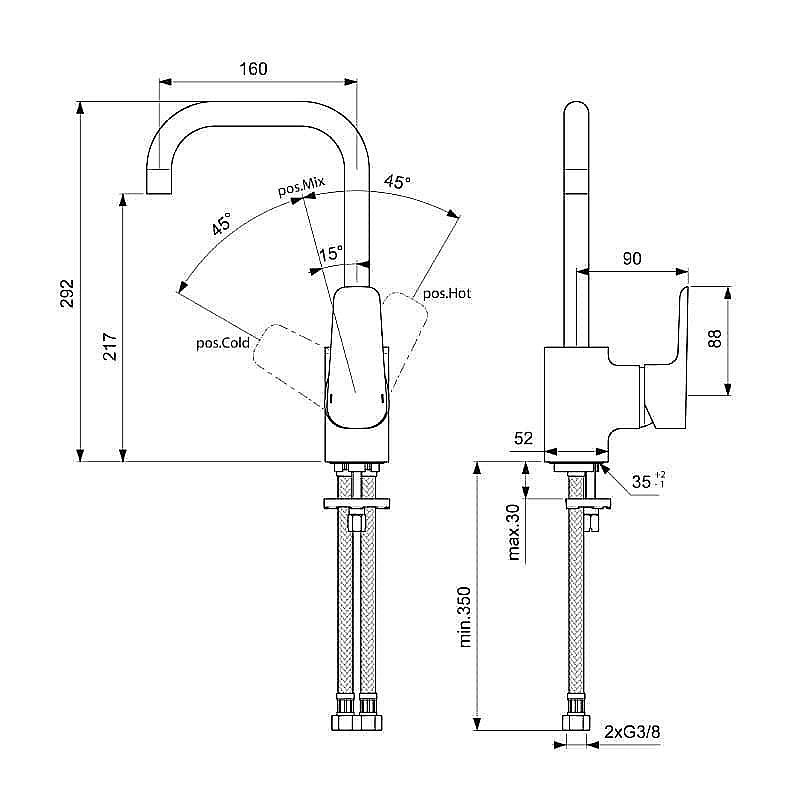 Смеситель для раковины Ideal Standard Ceraplan III B0708AA купить в интернет-магазине сантехники Sanbest