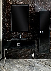 Консоль с раковиной Armadi Art LUCIDO 770-080-B 80 глянцевый черный для ванной в интернет-магазине сантехники Sanbest