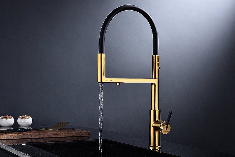 Смеситель для кухни Paulmark Tornado To213402-BG брашированное золото купить в интернет-магазине сантехники Sanbest