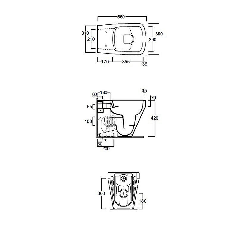 Унитаз приставной SIMAS Baden Baden BB01bi безободковый, белый купить в интернет-магазине Sanbest