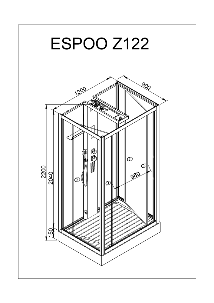 Душевая кабина Deto Серия Z Z122 ESPOO 120x90 купить в интернет-магазине Sanbest