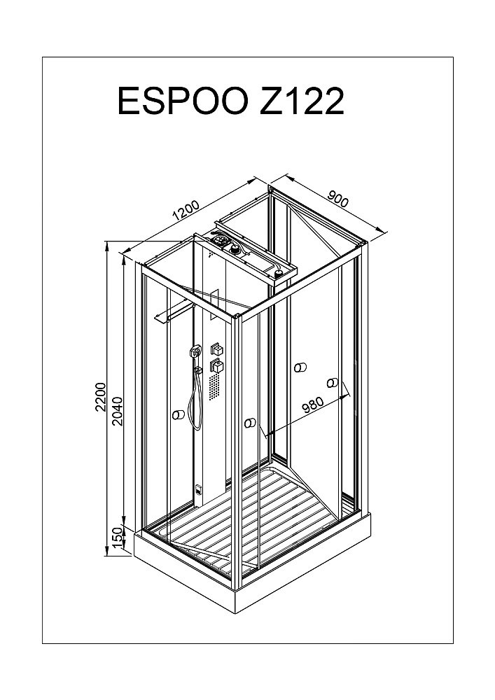 Душевая кабина DTO Серия Z Z122 ESPOO 120x90 купить в интернет-магазине Sanbest