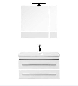 Тумба с раковиной Aquanet Верона 75/Aquanet Нота-75 подвесная с 2 ящиками белая глянцевая для ванной в интернет-магазине Sanbest