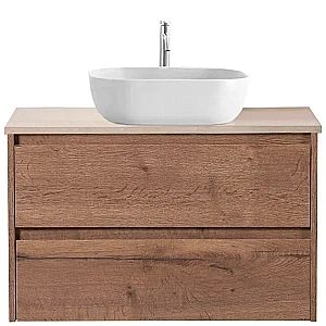 Тумба с раковиной и столешницей BelBagno KRAFT 80 KRAFT80RT-KEPMCO-1302-SET дуб табак для ванной в интернет-магазине Sanbest