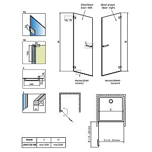 Душевая дверь Radaway Arta QL DWJ I 50-100 стекло прозраное/профиль хром купить в интернет-магазине Sanbest