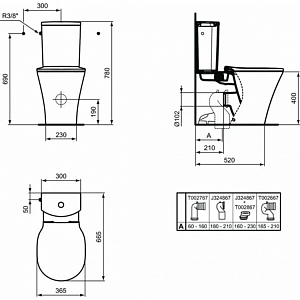 Унитаз напольный Ideal Standard Connect Air E013701 с бачком E073401 белый, безободковый купить в интернет-магазине Sanbest