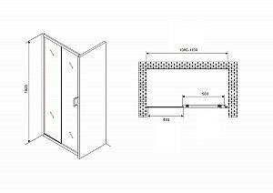 Душевая дверь Abber SCHWARZER DIAMANT 110 прозрачная/черный купить в интернет-магазине Sanbest