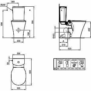 Унитаз напольный Ideal Standard Connect Air E013701 с бачком E073401 белый, безободковый купить в интернет-магазине Sanbest