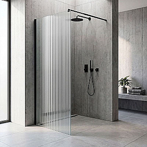 Душевое ограждение Loranto Walk-In 120 CS-Z02B-120 стекло рифленое/профиль черный матовый купить в интернет-магазине Sanbest