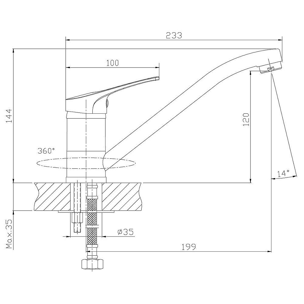 Смеситель для кухни Rossinka B B35-21 купить в интернет-магазине сантехники Sanbest