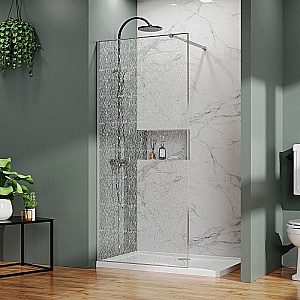 Душевое ограждение Azario Walk-in 120 AZ-275-120-MGR-CBR стекло с рисунком битое стекло/профиль графит матовый купить в интернет-магазине Sanbest