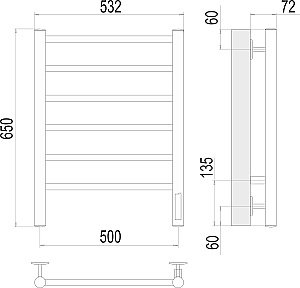 Полотенцесушитель электрический Terminus Аврора П6 500х650 купить в интернет-магазине сантехники Sanbest