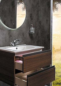 Тумба с раковиной Armadi Art Capolda 65 темное дерево для ванной в интернет-магазине Sanbest