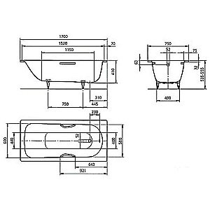 Ванна стальная Kaldewei Saniform Plus Star 336 170x75 133630003001 Antislip Perl-Effekt белый купить в интернет-магазине Sanbest