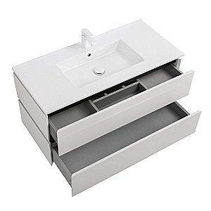 Тумба с раковиной Cezares PLANE 100 PLANE-1000-2C-SO-BL+CZR-8002-100 Bianco Lucido для ванной в интернет-магазине Sanbest