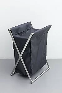Корзина для белья Allen Brau Priority 6.32001-BS+6.32002-87 черная матовая/мешок серый купить в интернет-магазине сантехники Sanbest