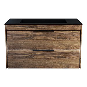 Тумба с раковиной Vincea Chiara 2D 80 VMC-2C2800CO/VCB-13800B тёмный дуб/раковина черная для ванной в интернет-магазине Sanbest