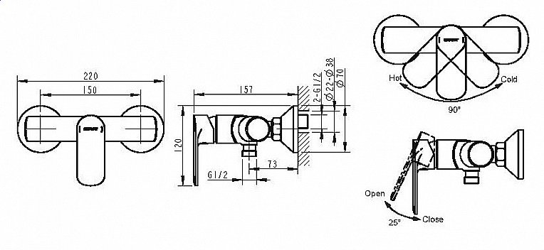 Смеситель для душа Bravat Louise F9191183CP-01-RUS купить в интернет-магазине сантехники Sanbest