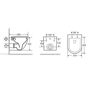 Унитаз подвесной с инсталляцией D&K Matrix DS1391625 белый/кнопка хром, безободковый, с крышкой микролифт купить в интернет-магазине Sanbest