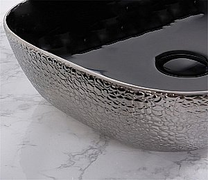 Раковина накладная Ceramalux NC 46 D1333H020 серебро, черная купить в интернет-магазине Sanbest