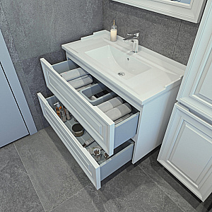 Тумба с раковиной Caprigo Ponza-A 90 два ящика, белая для ванной в интернет-магазине Sanbest