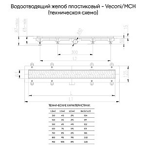 Душевой лоток Veconi Klasik N 75 V750KN хром купить в интернет-магазине Sanbest