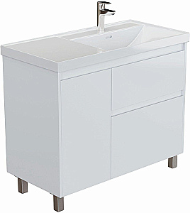 Тумба с раковиной Aquanet Nova Lite 2.0 90 346338+347436 белая глянцевая, правосторонняя для ванной в интернет-магазине Sanbest
