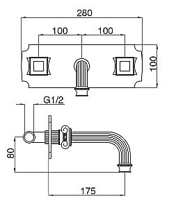 Смеситель для раковины Cezares OLIMP-BLS2-02-Sw бронза купить в интернет-магазине сантехники Sanbest