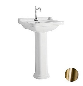 Раковина на пьедестале Kerasan Waldorf 60 417001bi+4140K1bi/br*1 белая, заглушка бронза купить в интернет-магазине Sanbest