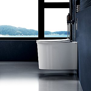 Унитаз подвесной Abber Bequem AC1127 белый, безободковый, с крышкой микролифт, слив торнадо купить в интернет-магазине Sanbest