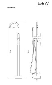 Смеситель для ванны Black&White Universe UK8320B купить в интернет-магазине сантехники Sanbest