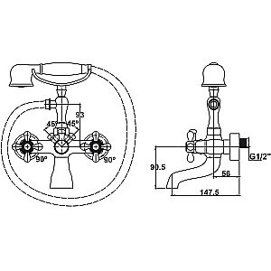 Смеситель для ванны Kaiser Carlson Style 44223-1/44222 купить в интернет-магазине сантехники Sanbest