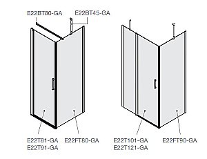 Душевой уголок Jacob Delafon CONTRA E22T91/E22FT90-GA 90х90 стекло прозрачное/профиль хром купить в интернет-магазине Sanbest