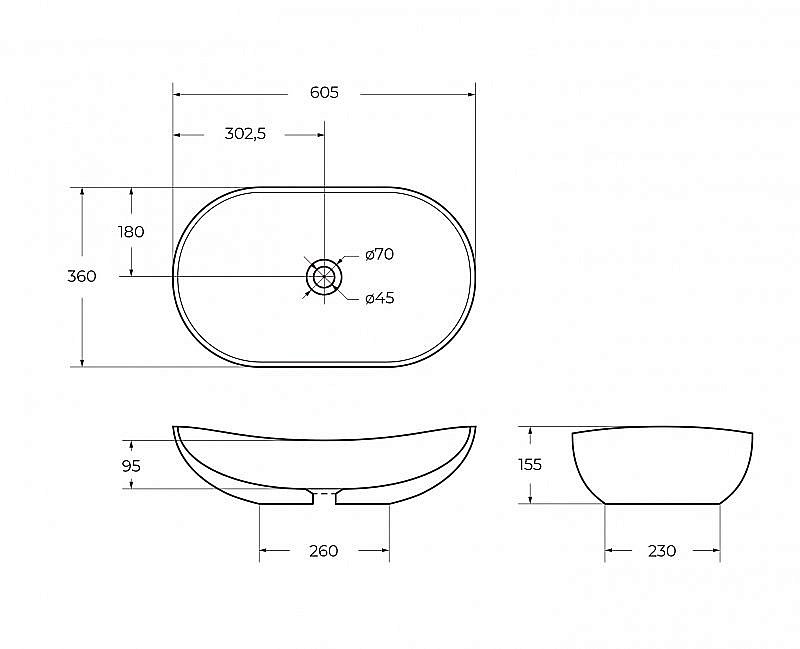 Раковина накладная BelBagno 60,5 BB1404-H301 черная матовая купить в интернет-магазине Sanbest