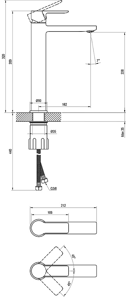 Смеситель для раковины Ravak Solar SL 015.20BLM X070490 черный матовый купить в интернет-магазине сантехники Sanbest