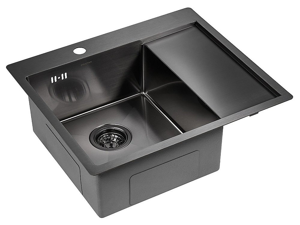 Мойка кухонная Paulmark FLANK PM225951-GM вороненая сталь купить в интернет-магазине сантехники Sanbest