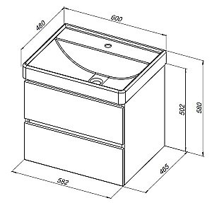 Тумба с раковиной Aquanet Вега 60 белый глянец для ванной в интернет-магазине Sanbest